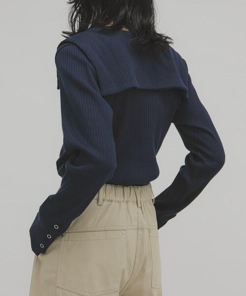 KBF（ケイビーエフ）の「セーラーカラーリブカットソー（Tシャツ/カットソー・レディース・チャコールグレー/ネイビー/アイボリー・ONE）」の3枚目の写真