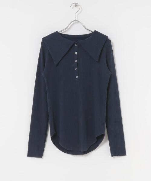 KBF（ケイビーエフ）の「セーラーカラーリブカットソー（Tシャツ/カットソー・レディース・チャコールグレー/ネイビー/アイボリー・ONE）」の18枚目の写真