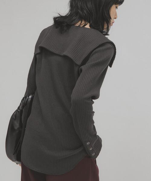 KBF（ケイビーエフ）の「セーラーカラーリブカットソー（Tシャツ/カットソー・レディース・チャコールグレー/ネイビー/アイボリー・ONE）」の10枚目の写真