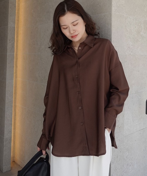 CORNERS(コーナーズ)の「ポプリン2wayカシュクールシャツ(シャツ/ブラウス・レディース・ブラック/チャコールグレー/ホワイト/ブラウン・M)」の4枚目の写真