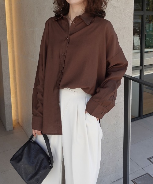 CORNERS(コーナーズ)の「ポプリン2wayカシュクールシャツ(シャツ/ブラウス・レディース・ブラック/チャコールグレー/ホワイト/ブラウン・M)」の5枚目の写真