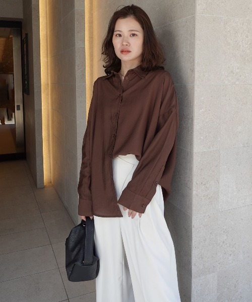 CORNERS(コーナーズ)の「ポプリン2wayカシュクールシャツ(シャツ/ブラウス・レディース・ブラック/チャコールグレー/ホワイト/ブラウン・M)」の6枚目の写真