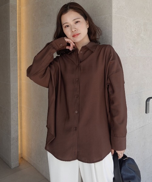 CORNERS(コーナーズ)の「ポプリン2wayカシュクールシャツ(シャツ/ブラウス・レディース・ブラック/チャコールグレー/ホワイト/ブラウン・M)」の7枚目の写真