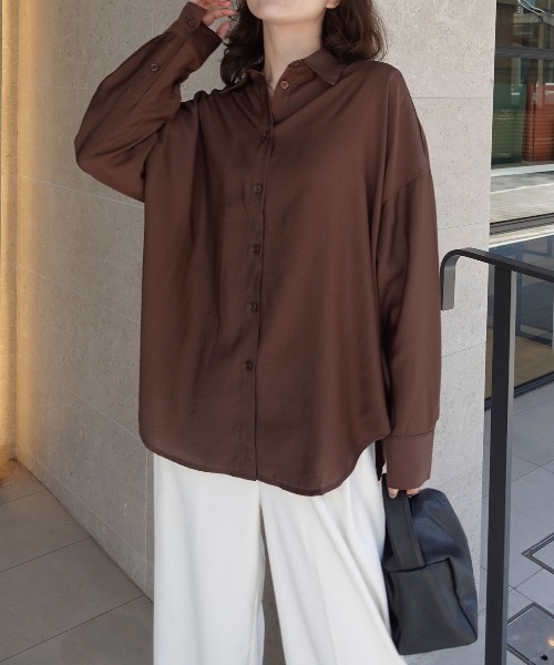 CORNERS(コーナーズ)の「ポプリン2wayカシュクールシャツ(シャツ/ブラウス・レディース・ブラック/チャコールグレー/ホワイト/ブラウン・M)」の8枚目の写真