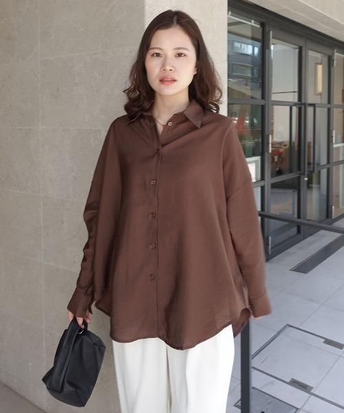 CORNERS(コーナーズ)の「ポプリン2wayカシュクールシャツ(シャツ/ブラウス・レディース・ブラック/チャコールグレー/ホワイト/ブラウン・M)」の9枚目の写真