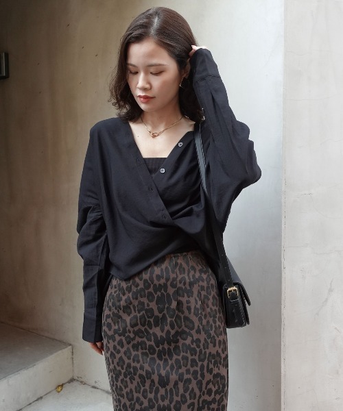 CORNERS(コーナーズ)の「ポプリン2wayカシュクールシャツ(シャツ/ブラウス・レディース・ブラック/チャコールグレー/ホワイト/ブラウン・M)」の13枚目の写真