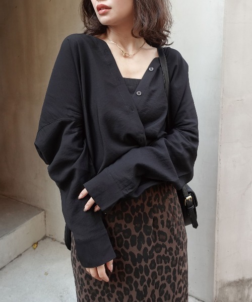 CORNERS(コーナーズ)の「ポプリン2wayカシュクールシャツ(シャツ/ブラウス・レディース・ブラック/チャコールグレー/ホワイト/ブラウン・M)」の14枚目の写真