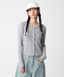 UNKNOWN PLANET（アンノウンプラネット）の「ベーシックストライプニットカーディガングレー（カーディガン/ボレロ）」