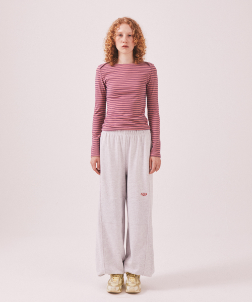 MENASOO（ミナス）の「Brushed Striped Boatneck Long T Shirt_Pink（Tシャツ/カットソー・レディース・PINK・F）」の6枚目の写真