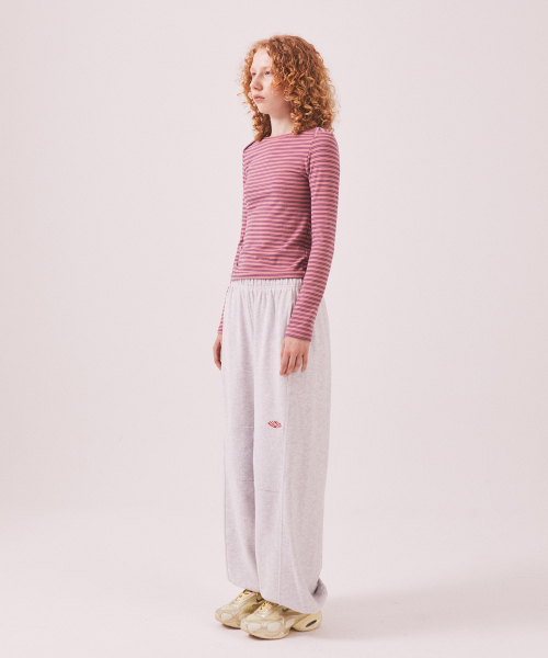 MENASOO（ミナス）の「Brushed Striped Boatneck Long T Shirt_Pink（Tシャツ/カットソー・レディース・PINK・F）」の7枚目の写真