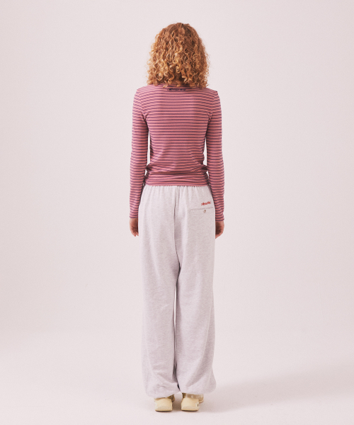 MENASOO（ミナス）の「Brushed Striped Boatneck Long T Shirt_Pink（Tシャツ/カットソー・レディース・PINK・F）」の8枚目の写真