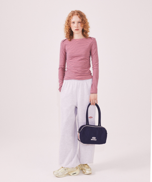 MENASOO（ミナス）の「Brushed Striped Boatneck Long T Shirt_Pink（Tシャツ/カットソー・レディース・PINK・F）」の11枚目の写真