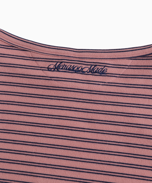 MENASOO（ミナス）の「Brushed Striped Boatneck Long T Shirt_Pink（Tシャツ/カットソー・レディース・PINK・F）」の15枚目の写真