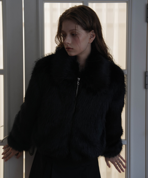 DEHEVE（デヘヴェ）の「Collar Fur Jacket [Black]（ムートンコート・レディース・ブラック・FREE）」の4枚目の写真