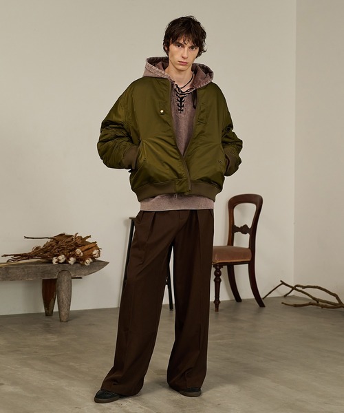 Forte（フォルテ）（フォルテ）の「Back Line Zip MA-1/バックラインジップエムエーワン（MA-1・メンズ・ブラック/カーキ・MEDIUM/LARGE）」の8枚目の写真