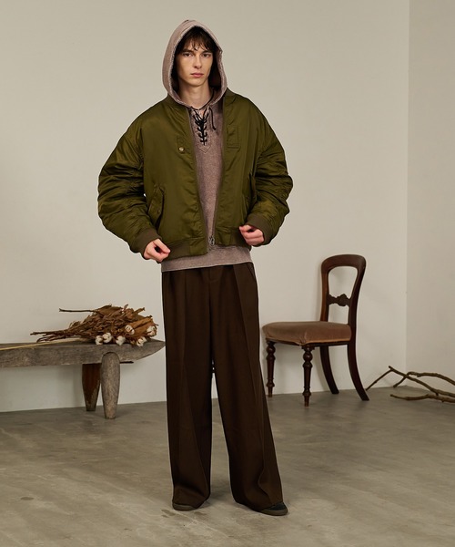 Forte（フォルテ）（フォルテ）の「Back Line Zip MA-1/バックラインジップエムエーワン（MA-1・メンズ・ブラック/カーキ・MEDIUM/LARGE）」の9枚目の写真