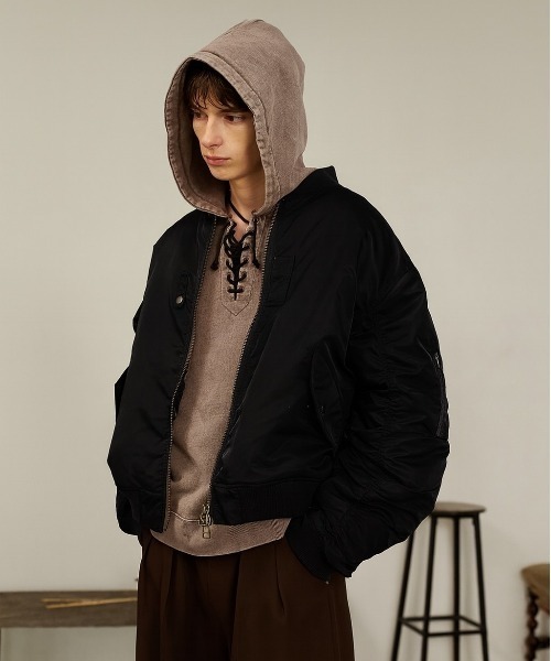 Forte（フォルテ）（フォルテ）の「Back Line Zip MA-1/バックラインジップエムエーワン（MA-1・メンズ・ブラック/カーキ・MEDIUM/LARGE）」の4枚目の写真