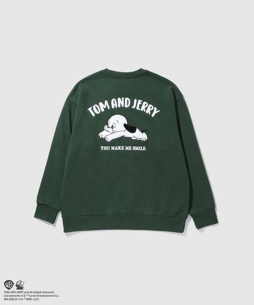 Tom＆Jerry（トムアンドジェリー）の「【TOM&JERRY/トムアンドジェリー 】子犬サガラ刺繍トレーナー（スウェット・メンズ・グレイッシュベージュ/グリーン・S/M/L/XL）」の6枚目の写真