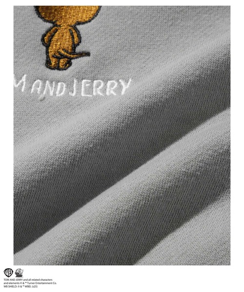 Tom＆Jerry（トムアンドジェリー）の「【TOM&JERRY/トムアンドジェリー 】子犬サガラ刺繍トレーナー（スウェット・メンズ・グレイッシュベージュ/グリーン・S/M/L/XL）」の12枚目の写真