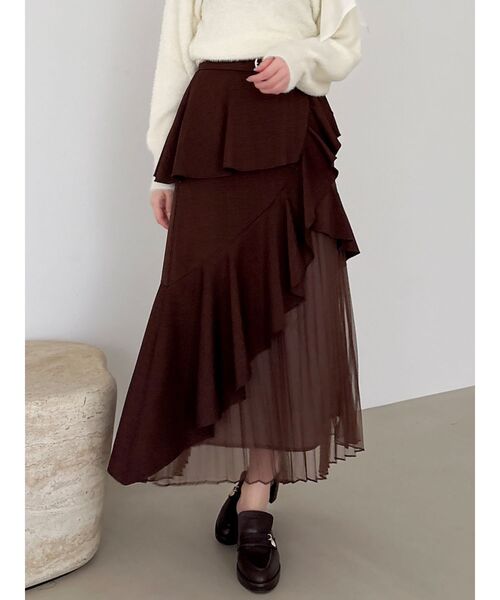 dazzlin（ダズリン）の「アシメプリーツマーメイドスカート（スカート・レディース・ブラウン/ブラック/ベージュ/グレー・MEDIUM/SMALL）」の4枚目の写真