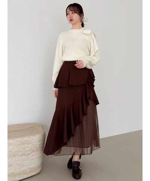 dazzlin（ダズリン）の「アシメプリーツマーメイドスカート（スカート・レディース・ブラウン/ブラック/ベージュ/グレー・MEDIUM/SMALL）」の12枚目の写真
