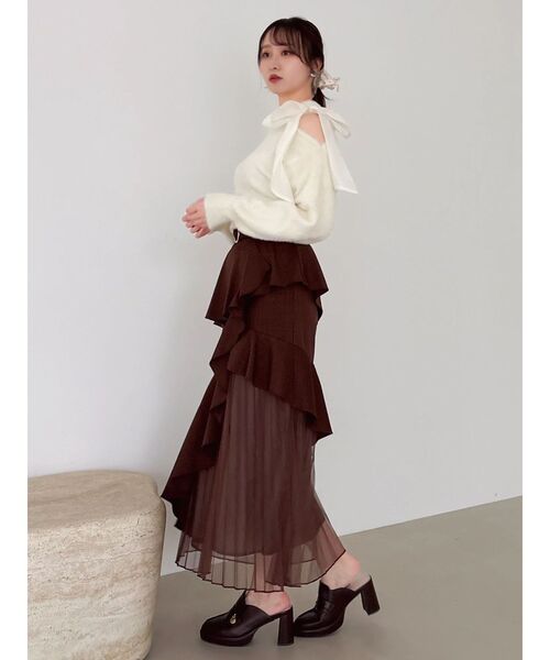 dazzlin（ダズリン）の「アシメプリーツマーメイドスカート（スカート・レディース・ブラウン/ブラック/ベージュ/グレー・MEDIUM/SMALL）」の13枚目の写真