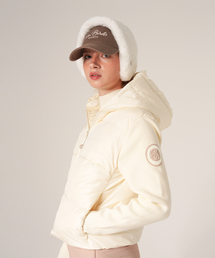 MONBIRDIE GOLF（モンバーディーゴルフ）の「ヘッダーガチョウの毛フードダウンジャケット アイボリー（ダウンジャケット/コート）」