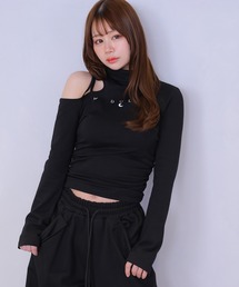 *M DOLLY original* open cut luna logo tops/オープンカットルナロゴトップス
