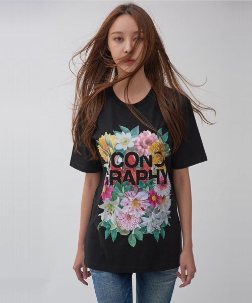 ICONOGRAPHY(アイコノグラフィー)の「SURREALISM MOVEMET FLOWER ICONO BK(Tシャツ/カットソー・レディース・ブラック・LARGE/MEDIUM/SMALL)」の3枚目の写真
