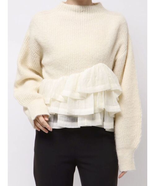 LAGUNAMOON(ラグナムーン)の「フリルドッキングペプラムニットプルオーバー(ニット/セーター・レディース・アイボリー/チャコールグレー/ベージュ・FREE)」の9枚目の写真