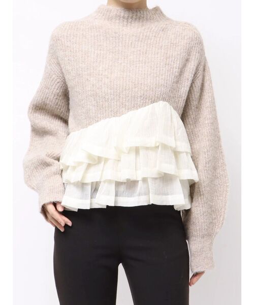 LAGUNAMOON(ラグナムーン)の「フリルドッキングペプラムニットプルオーバー(ニット/セーター・レディース・アイボリー/チャコールグレー/ベージュ・FREE)」の7枚目の写真