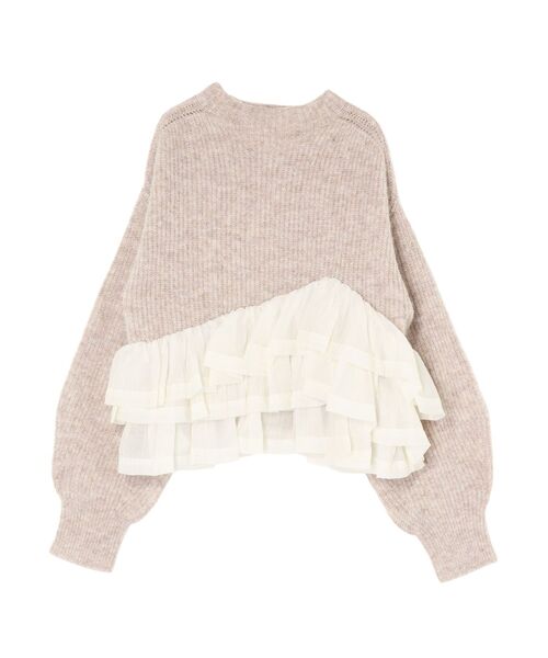 LAGUNAMOON(ラグナムーン)の「フリルドッキングペプラムニットプルオーバー(ニット/セーター・レディース・アイボリー/チャコールグレー/ベージュ・FREE)」の4枚目の写真