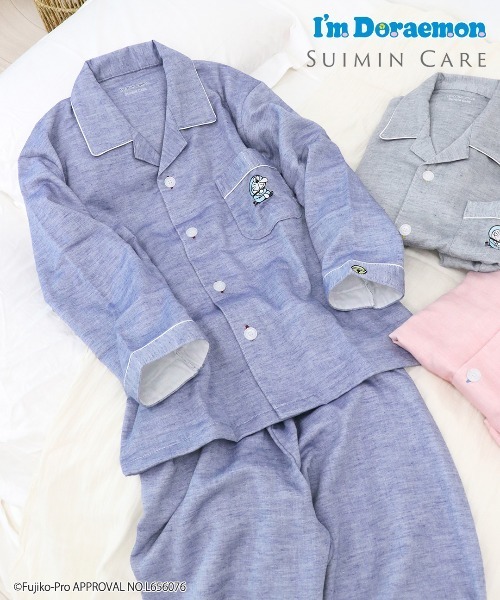 RUGGEDWORKS(ラゲッドワークス)の「《I'm Doraemon》アイム ドラえもん 3重ガーゼ パジャマ 男女兼用(ルームウェア/パジャマ・メンズ・ピンク/ブルー/ネイビー・M/S/LL/L)」の3枚目の写真