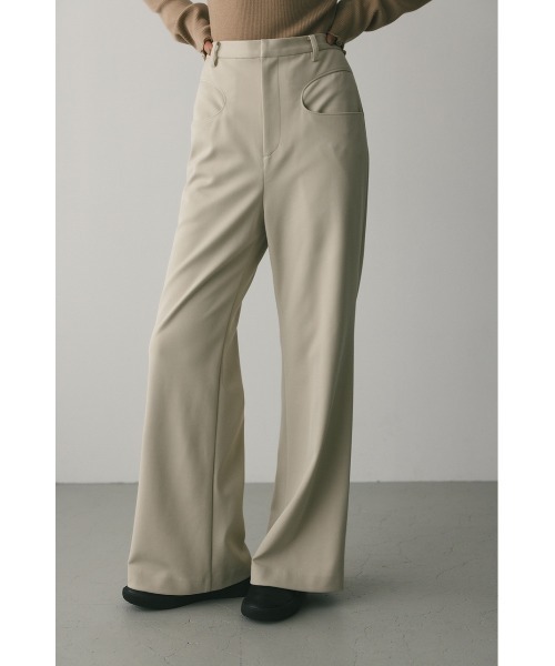 STYLEMIXER(スタイルミキサー)の「ジャージーセミフレアパンツ(スラックス・レディース・ネイビー/アイボリー/カーキ・SMALL/MEDIUM)」の2枚目の写真