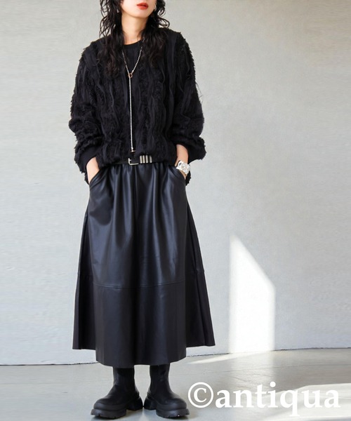 antiqua(アンティカ)の「フェイクレザー スカート(スカート・レディース・ブラック・ONESIZE)」の14枚目の写真