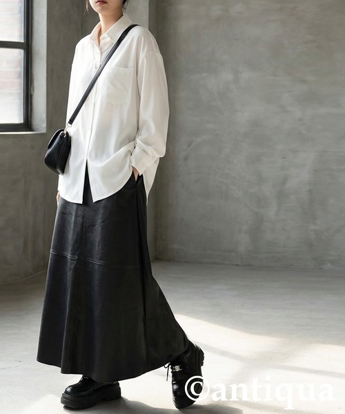 antiqua(アンティカ)の「フェイクレザー スカート(スカート・レディース・ブラック・ONESIZE)」の13枚目の写真