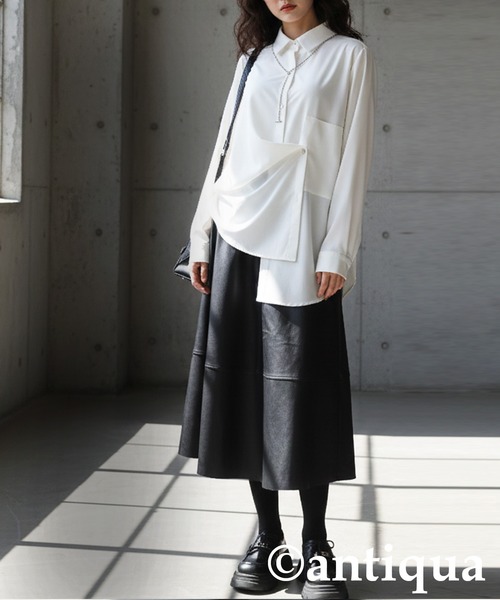 antiqua(アンティカ)の「フェイクレザー スカート(スカート・レディース・ブラック・ONESIZE)」の10枚目の写真