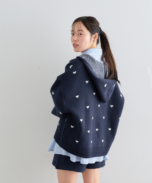 U by SPICK&SPAN(ユーバイスピックアンドスパン)の「オーバーニットフーディー(ニット/セーター・レディース・ネイビー/チャコールグレー・FREE)」の10枚目の写真