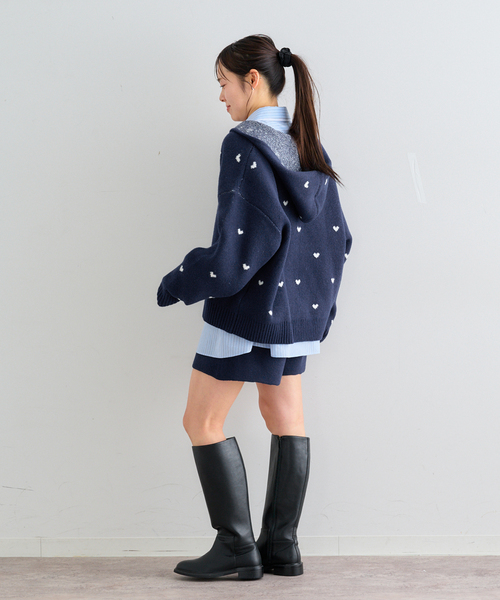 U by SPICK&SPAN(ユーバイスピックアンドスパン)の「オーバーニットフーディー(ニット/セーター・レディース・ネイビー/チャコールグレー・FREE)」の14枚目の写真