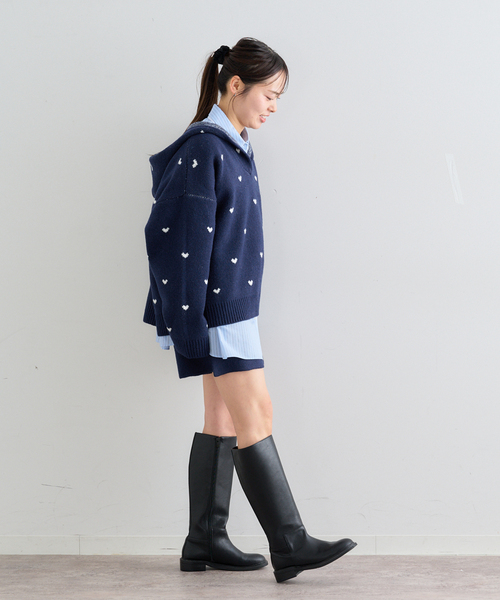 U by SPICK&SPAN(ユーバイスピックアンドスパン)の「オーバーニットフーディー(ニット/セーター・レディース・ネイビー/チャコールグレー・FREE)」の17枚目の写真