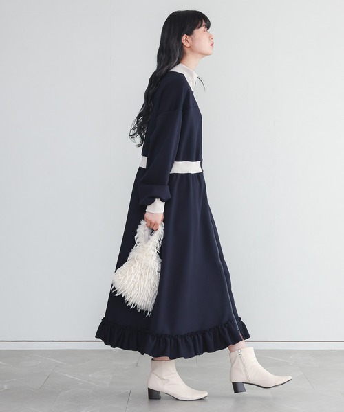 somari imagination（ソマリ イマジネーション）の「『ジャージフレアワンピース』（ワンピース・レディース・ネイビー/ブラック・1/2）」の4枚目の写真