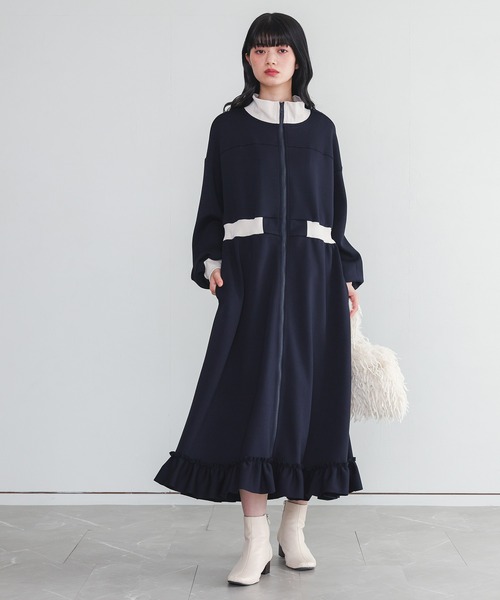 somari imagination（ソマリ イマジネーション）の「『ジャージフレアワンピース』（ワンピース・レディース・ネイビー/ブラック・1/2）」の3枚目の写真