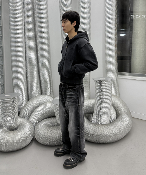 FORCESENSITIVE(フォースセンスティブ)の「FORCE WASHED HOODIE ZIP-UP BK(パーカー・メンズ・その他・1/0/2)」の3枚目の写真