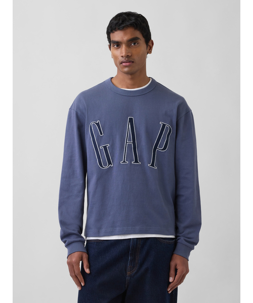 GAP(ギャップ)の「オーバーサイズ GAPロゴ クロップドTシャツ 長袖(Tシャツ/カットソー・メンズ・ラベンダー/ブルー/ブラック/オフホワイト/グリーン/ブラウン・S/XS/XL/M/L)」の5枚目の写真
