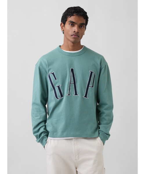GAP(ギャップ)の「オーバーサイズ GAPロゴ クロップドTシャツ 長袖(Tシャツ/カットソー・メンズ・ラベンダー/ブルー/ブラック/オフホワイト/グリーン/ブラウン・S/XS/XL/M/L)」の4枚目の写真