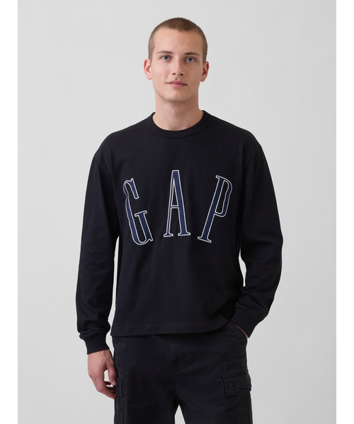 GAP(ギャップ)の「オーバーサイズ GAPロゴ クロップドTシャツ 長袖(Tシャツ/カットソー・メンズ・ラベンダー/ブルー/ブラック/オフホワイト/グリーン/ブラウン・S/XS/XL/M/L)」の3枚目の写真