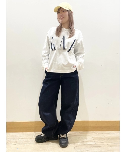 GAP(ギャップ)の「オーバーサイズ GAPロゴ クロップドTシャツ 長袖(Tシャツ/カットソー・メンズ・ラベンダー/ブルー/ブラック/オフホワイト/グリーン/ブラウン・S/XS/XL/M/L)」の19枚目の写真