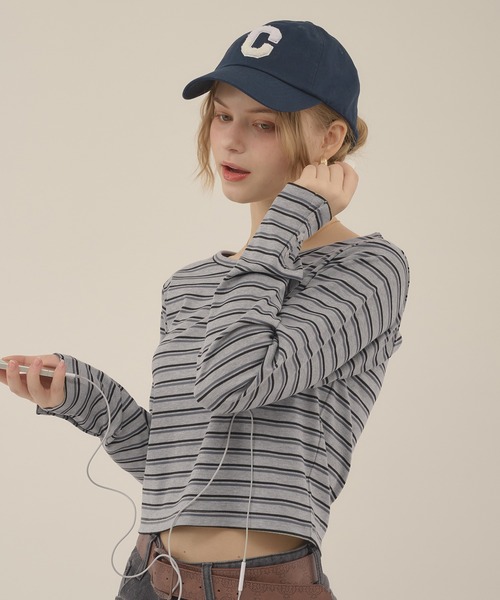 hazyl(ヘイジル)の「long sleeve design T-shirt / ロングスリーブデザインTシャツ(Tシャツ/カットソー・レディース・グレー系その他/ホワイト・フリー)」の20枚目の写真