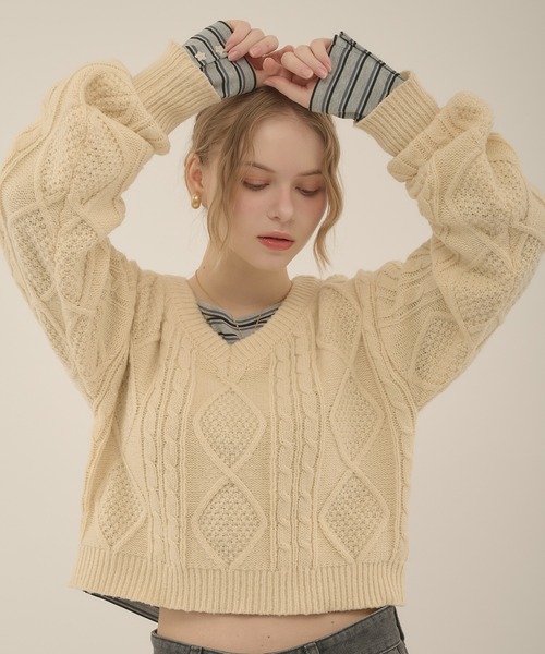 hazyl(ヘイジル)の「long sleeve design T-shirt / ロングスリーブデザインTシャツ(Tシャツ/カットソー・レディース・グレー系その他/ホワイト・フリー)」の3枚目の写真