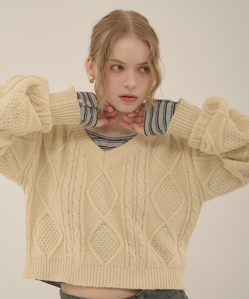 hazyl(ヘイジル)の「long sleeve design T-shirt / ロングスリーブデザインTシャツ(Tシャツ/カットソー・レディース・グレー系その他/ホワイト・フリー)」の4枚目の写真